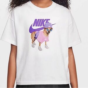 Nike White Tee with Purple Dog Graphic